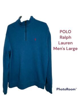 POLO RALPH LAUREN Men's Jersey Knit 1/2 Zip Pullover Blue Size Large